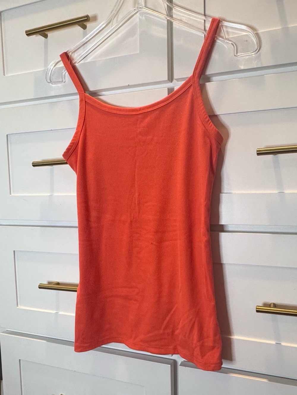 Women’s Coral Orange Tank Top Spaghetti Strap - Picture 2 of 3